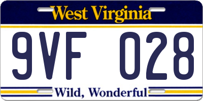 WV license plate 9VF028