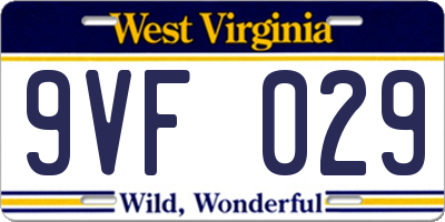 WV license plate 9VF029