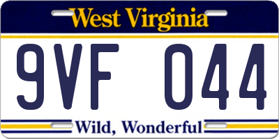 WV license plate 9VF044