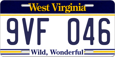 WV license plate 9VF046