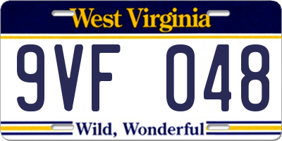 WV license plate 9VF048