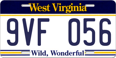 WV license plate 9VF056