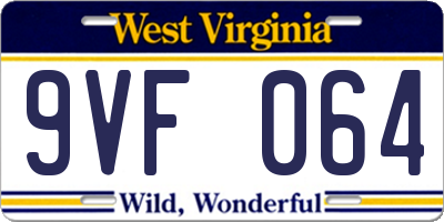 WV license plate 9VF064