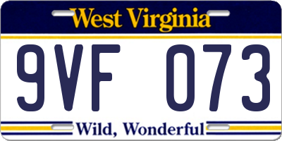 WV license plate 9VF073