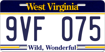 WV license plate 9VF075