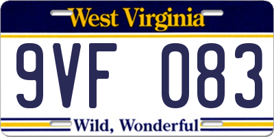 WV license plate 9VF083