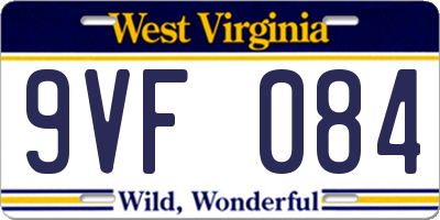 WV license plate 9VF084