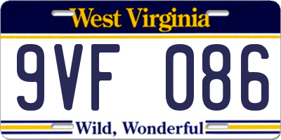 WV license plate 9VF086