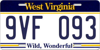 WV license plate 9VF093