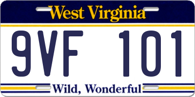 WV license plate 9VF101