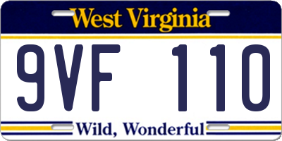 WV license plate 9VF110