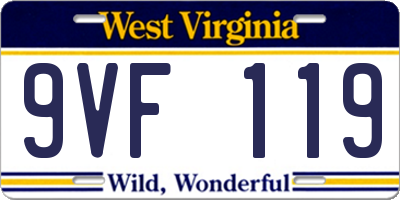 WV license plate 9VF119