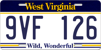 WV license plate 9VF126