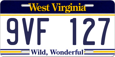 WV license plate 9VF127