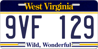 WV license plate 9VF129