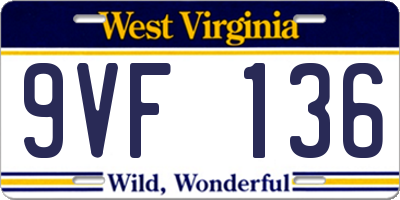 WV license plate 9VF136