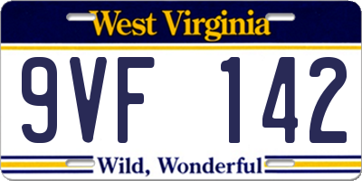 WV license plate 9VF142