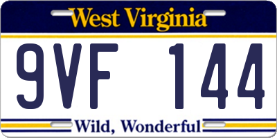 WV license plate 9VF144