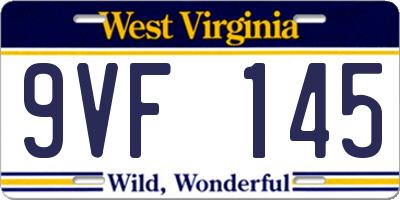 WV license plate 9VF145
