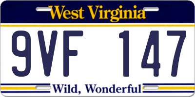 WV license plate 9VF147