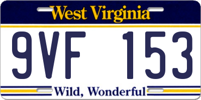 WV license plate 9VF153