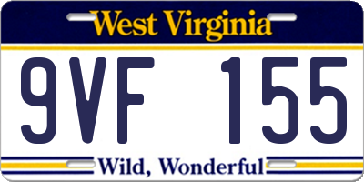 WV license plate 9VF155