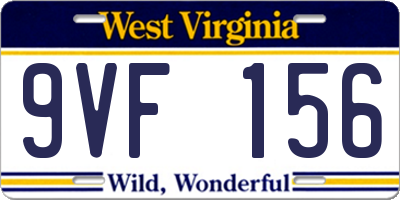 WV license plate 9VF156