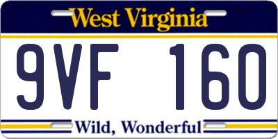 WV license plate 9VF160