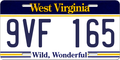 WV license plate 9VF165