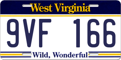 WV license plate 9VF166
