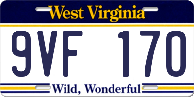 WV license plate 9VF170