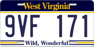 WV license plate 9VF171