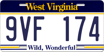 WV license plate 9VF174