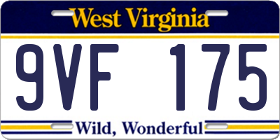WV license plate 9VF175