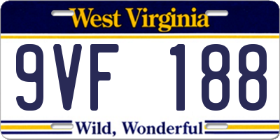 WV license plate 9VF188