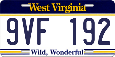 WV license plate 9VF192