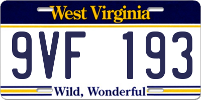 WV license plate 9VF193