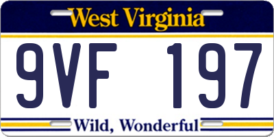 WV license plate 9VF197
