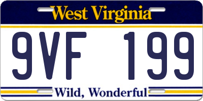 WV license plate 9VF199