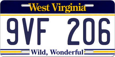 WV license plate 9VF206