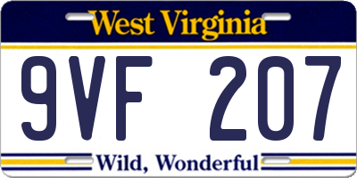 WV license plate 9VF207