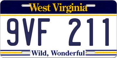 WV license plate 9VF211