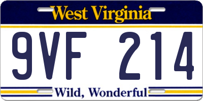 WV license plate 9VF214