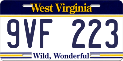 WV license plate 9VF223