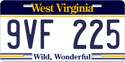 WV license plate 9VF225