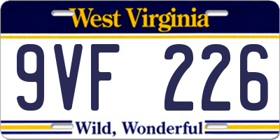 WV license plate 9VF226
