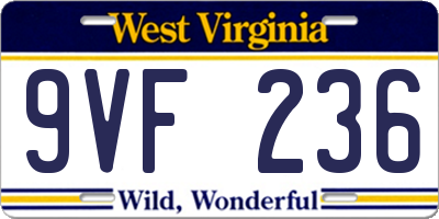 WV license plate 9VF236