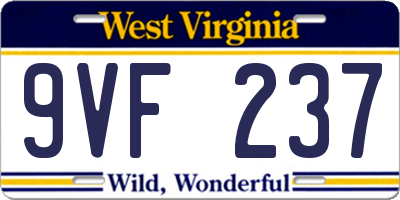 WV license plate 9VF237