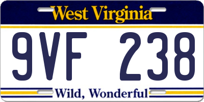 WV license plate 9VF238