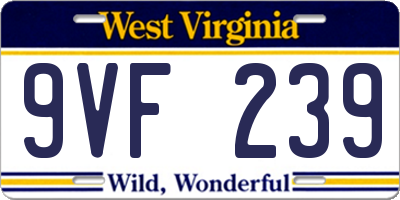 WV license plate 9VF239